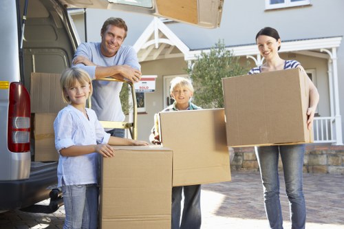 Secured belongings in a moving truck